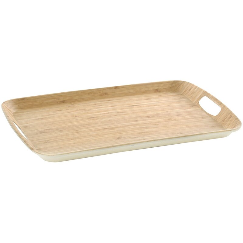 SPITISHOP Δίσκος Σερβιρίσματος Spitishop Μπαμπού 46.5x30.5x3cm - Φυσικό/Λευκό