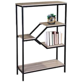 Βιβλιοθήκη/ Ραφιέρα Woodwell  Μεταλλική 80x30x120cm - Μαύρο/ Sonoma