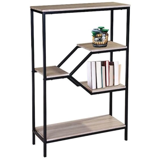 Βιβλιοθήκη/ Ραφιέρα Woodwell  Μεταλλική 80x30x120cm - Μαύρο/ Sonoma image 0