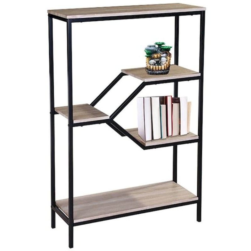 WOODWELL Βιβλιοθήκη/ Ραφιέρα Woodwell Μεταλλική 80x30x120cm - Μαύρο/ Sonoma