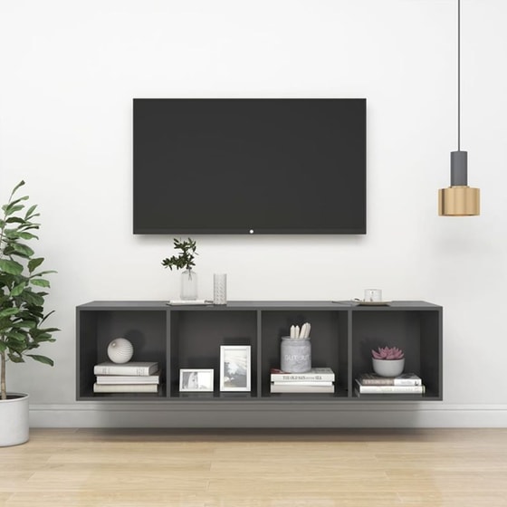 Έπιπλο Τηλεόρασης VidaXL Μοριοσανίδα 37x37x142.5cm - Γκρι image 1