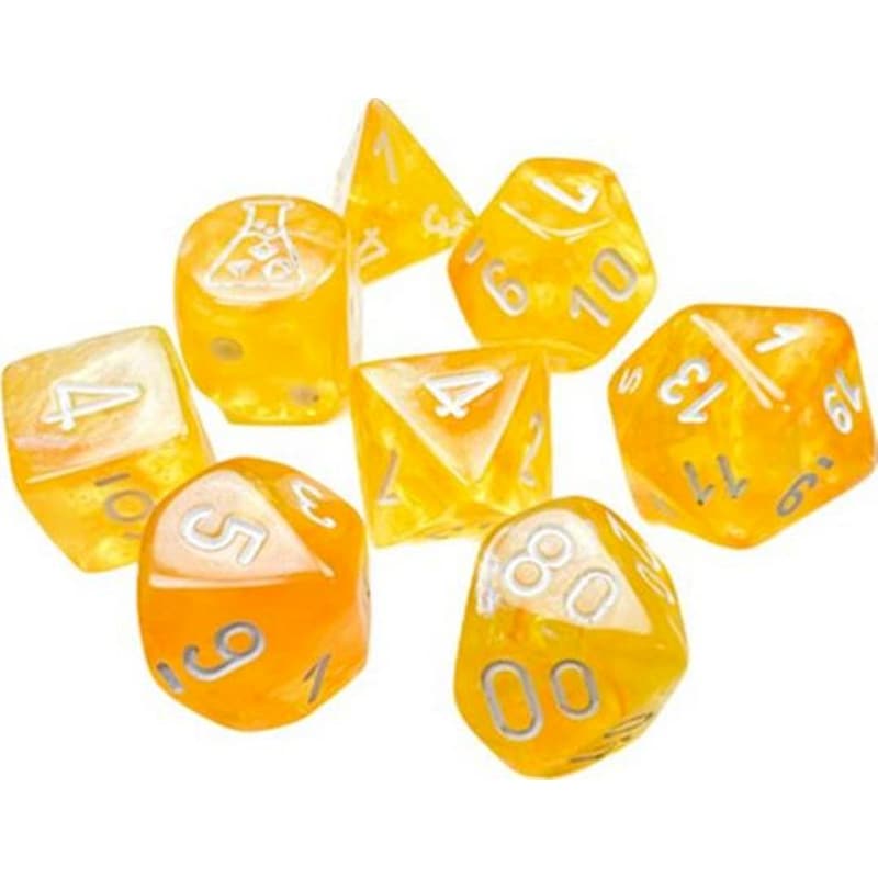 Σετ Ζάρια Borealis Polyhedral Luminary 7-die Set Canary/White (with Bonus Die) Chessex