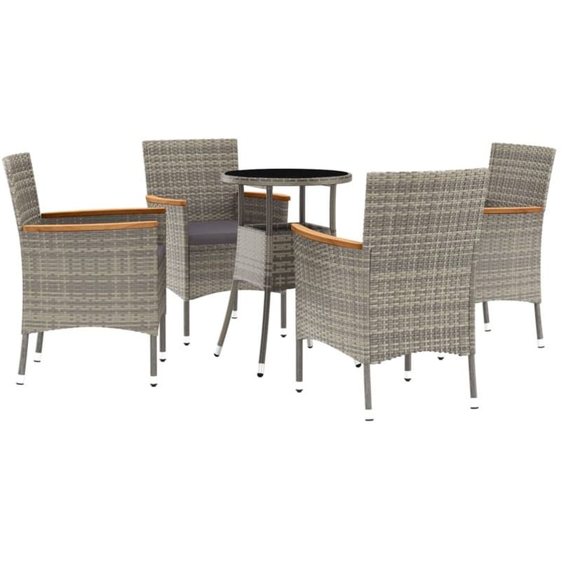 Σετ Επίπλων Κήπου Bistro VidaXL από Συνθετικό Ρατάν 5Τμχ - Γκρι