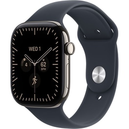 Apple Watch Series 12 GPS + Cellular 42mm Natural Titanium Case with Navy Blue Sport Band - M/L