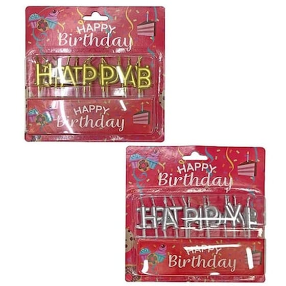 Σετ Κεριά Γενεθλίων "Happy Birthday" Homie 3767 - Χρυσό/ Ασημί image 0