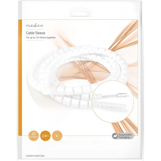 Διαχειριστής Καλωδίων Nedis Spiral Sleeve CMSW1316WT200 - Λευκό image 6