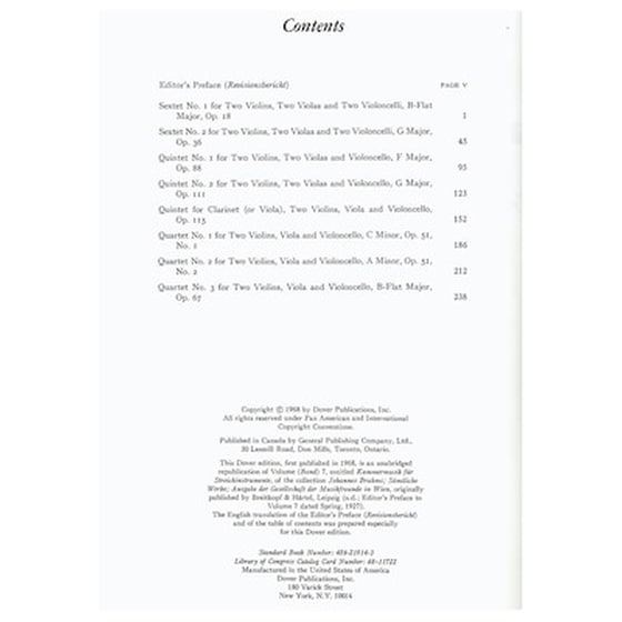 Βιβλίο Για Σύνολα Dover Publications Brahms - Complete Chamber Music For Strings And Clarinet Quintet image 2