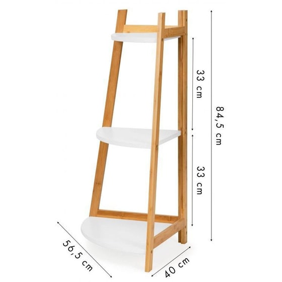 Ραφιέρα Modernhome Rh2006-49 Γωνιακή από Μπαμπού/MDF 56.5x40x84.5 cm - Λευκό/Καφέ image 2
