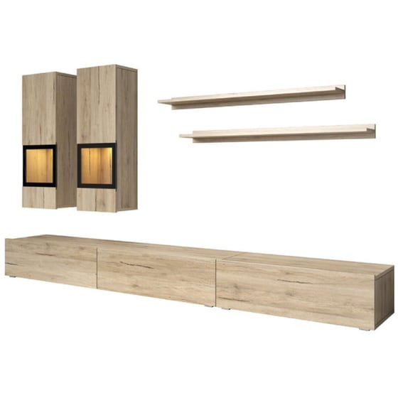 Σύνθετο Σαλονιού Polihome Bristol από Μοριοσανίδα 270x40.6x35cm - Φυσικό image 0