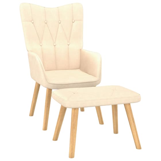 Πολυθρόνα Relax VidaXL από Ύφασμα με Σκαμπό - Κρεμ image 0