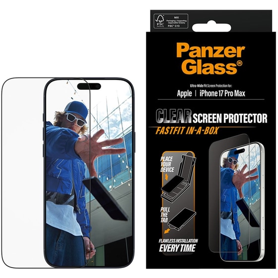 Προστατευτικό οθόνης Apple iPhone 17 Pro Max - PanzerGlass FastFit in-a-box - Ultra-Wide Fit Screen Protection image 2