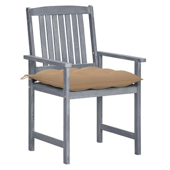 Καρέκλες Κήπου Vidaxl από Μασίφ Ξύλο Ακακίας με Μαξιλάρια 8 Τεμ. 61x57x92cm - Γκρι/Μπεζ image 2