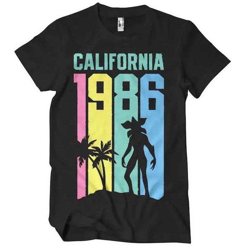 HYBRIS T-shirt Hybris Stranger Things California 1986 - Μαύρο