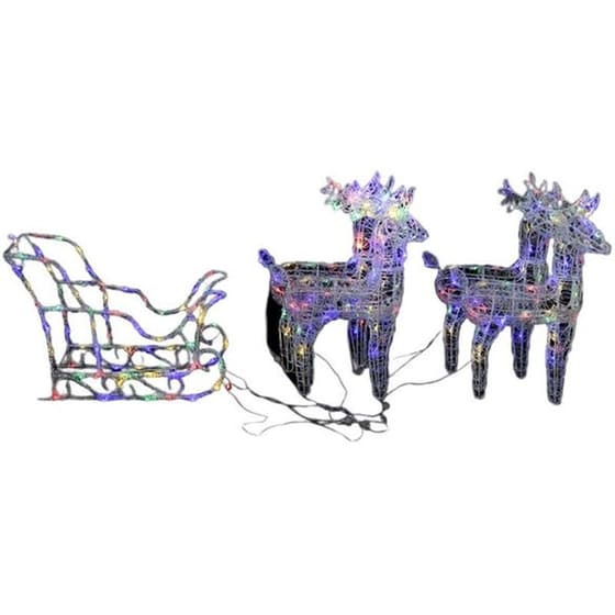 Χριστουγεννιάτικοι Διακοσμητικοί Τάρανδοι με Έλκηθρο από Ακρυλικό 240 Led 280x28x55cm image 0