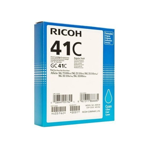 Ricoh Gel Ink Κυανό Μελάνι Εκτυπωτή (GC41C) image 0