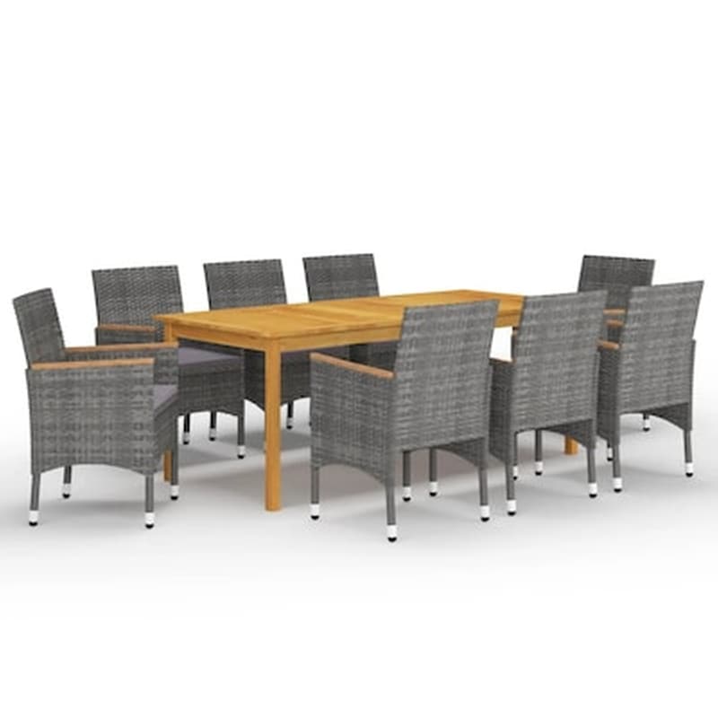 Vidaxl Σετ Τραπεζαρίας Κήπου 9 Τεμ. Γκρι VIDAXL