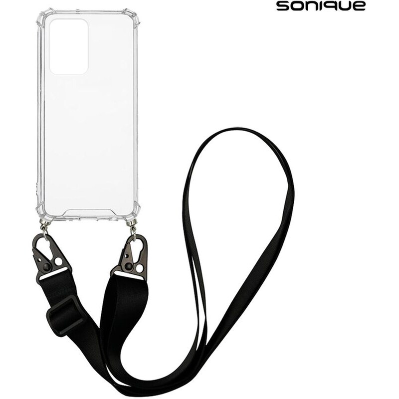 SONIQUE Θήκη Xiaomi Poco X5 5G/Redmi Note 12 5G - Sonique Armor Clear Σιλικόνης Με Κορδόνι Μαύρο - Διάφανο