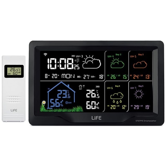 Μετεωρολογικός Σταθμός Life Steppe Smartweather TUYA 221-0362 με Wi-Fi - Μαύρο image 0