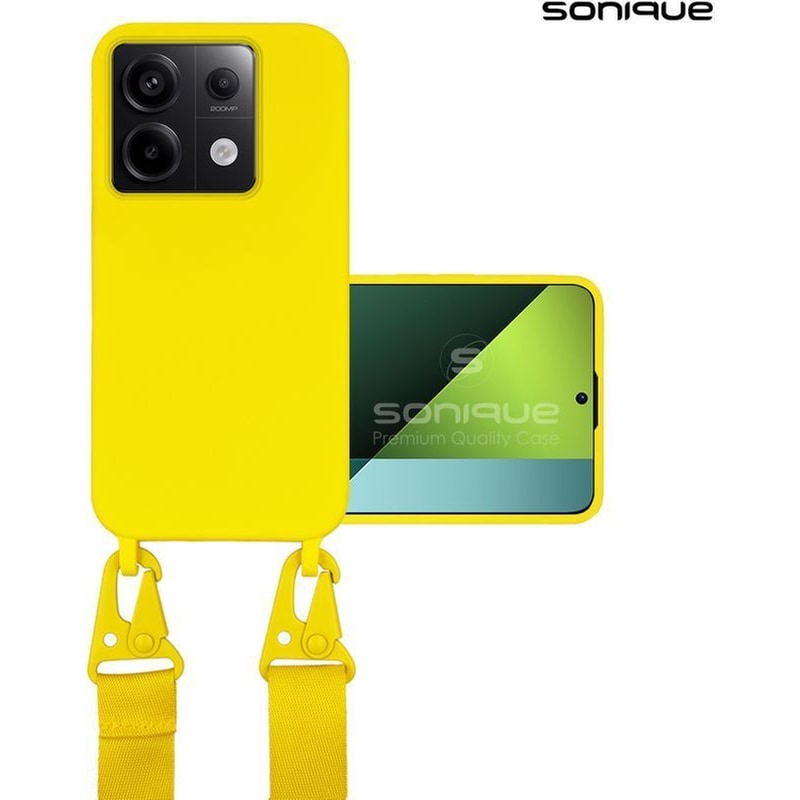 Θήκη Σιλικόνης Με Strap Carryhang Sonique Xiaomi Redmi Note 13 Pro 5g / Poco X6 5g Κίτρινο
