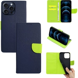 Θήκη Apple iPhone 15 Pro Max - Sonique Trend Book - Σκούρο Μπλε/Λαχανί