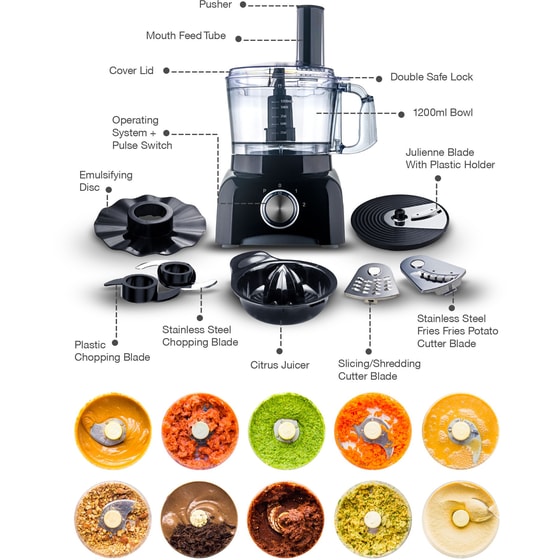 Πολυμίξερ TURBOTRONIC TT-FP800 800 W 1.2 L Μαύρο image 5