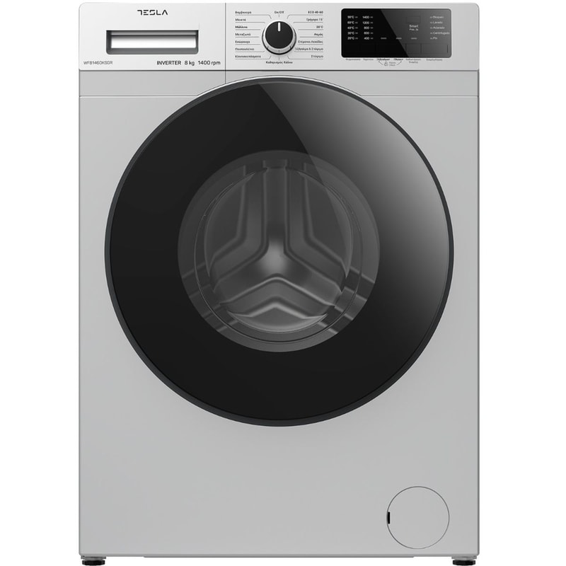 TESLA WF101460KSGR 10 kg 1.400 Στροφές Ασημί Πλυντήριο Ρούχων TESLA