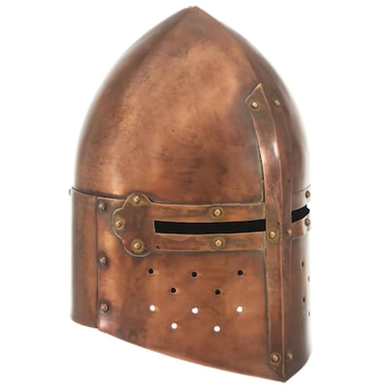 Vidaxl Κράνος Ιππότη Μεσαιωνικό Ρέπλικα Αντικέ Για Larp Χρώμα Χαλκού