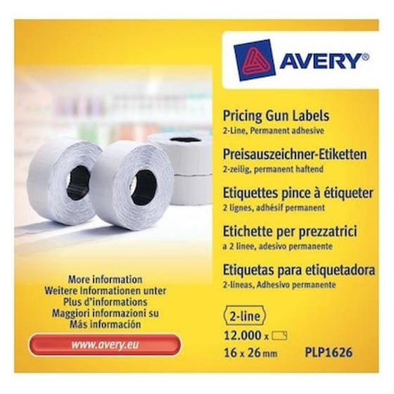 Avery PLP-1626 Αυτοκόλλητες Ετικέτες Λευκή Ετικέτα Τιμής Μόνιμη 12000 τεμάχια image 0