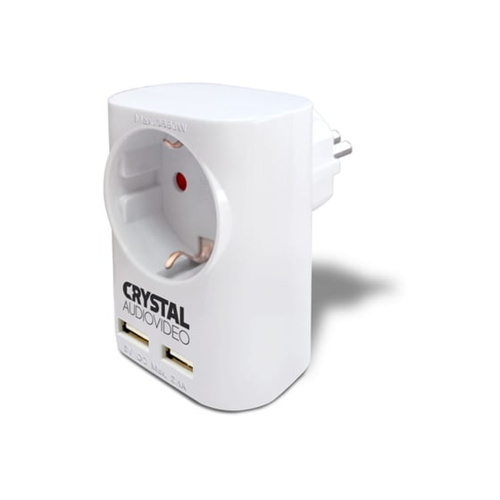 Μονόπριζο Crystal Audio με 2 USB 2.1A - Λευκό image 1