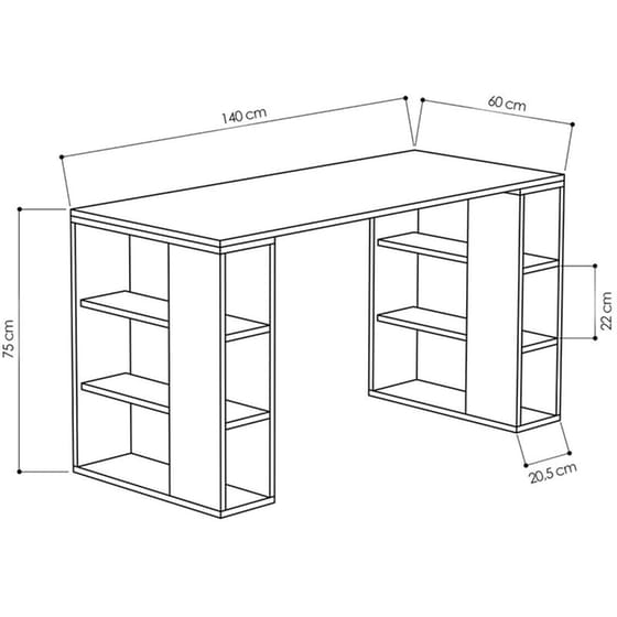 Γραφείο Βιβλιοθήκη Pakoworld Colmar από Μοριοσανίδα 140x60x75 cm - Καφέ/Λευκό image 2