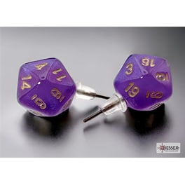 Καρφωτά Σκουλαρίκια Chessex Borealis Royal Purple Mini-poly D20 - Μωβ