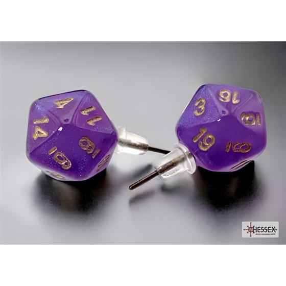 Καρφωτά Σκουλαρίκια Chessex Borealis Royal Purple Mini-poly D20 - Μωβ image 0