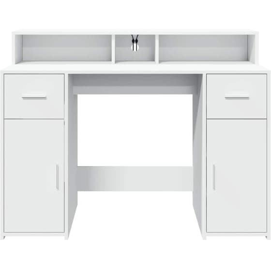 Γραφείο VidaXL με LED από Επεξεργασμένο Ξύλο 120x55x91 cm - Λευκό image 5