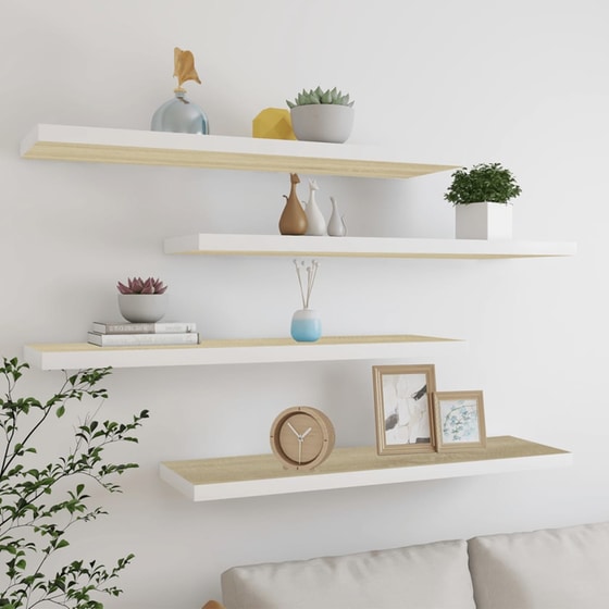 Ράφια Τοίχου VidaXL από MDF 120x23.5x3.8 cm 4 Τμχ - Λευκό image 1