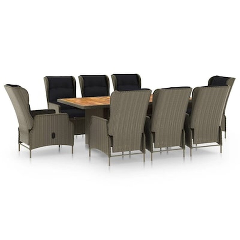 VIDAXL Vidaxl Σετ Τραπεζαρίας Εξ. Χώρου 9 Τεμ. Καφέ Συνθ. Ρατάν Με Μαξιλάρια