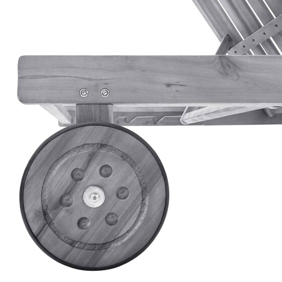 Ξαπλώστρα VidaXL από Μασίφ Ξύλο Ακακίας 199x59/63x30-85 cm - Γκρι image 5