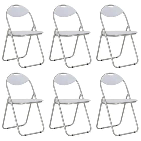 Καρέκλες Τραπεζαρίας Vidaxl από Συνθετικό Δέρμα Πτυσσόμενες 6 Τμχ - Λευκές image 0
