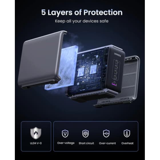 Φορτιστής Laptop - Ugreen Nexode 5-Ports 300W  1xUSB3 4xC + Cbl - Γκρι image 8