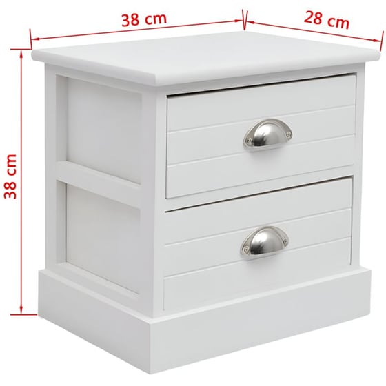 Κομοδίνο Vidaxl Ξύλινο 2τμχ 38x28x38  - Λευκό image 5
