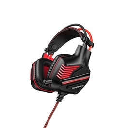 Borofone BO101 Racing Gaming Ενσύρματα Ακουστικά 3.5mm/USB με LED Φωτισμό - Μαύρα/Κόκκινα