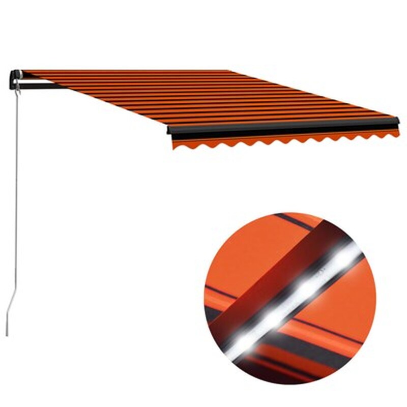 Τέντα Vidaxl Συρόμενη Χειροκίνητη με LED 350x250cm - Πορτοκαλί/Καφέ