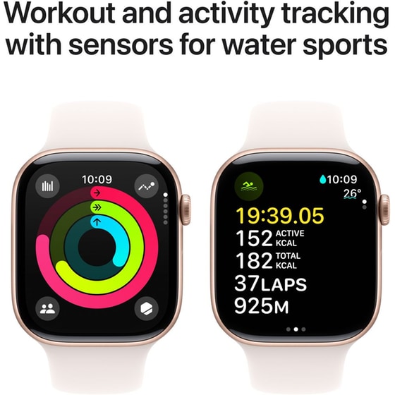 Apple Watch Series 10 GPS + Cellular 46mm Rose Gold Aluminum Case with Light Blush Sport Band - M/L image 1