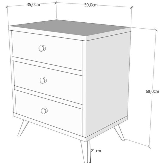 Συρταριέρα Chieti από Μοριοσανίδα 50x35x68 cm - Λευκό Καρυδί image 3