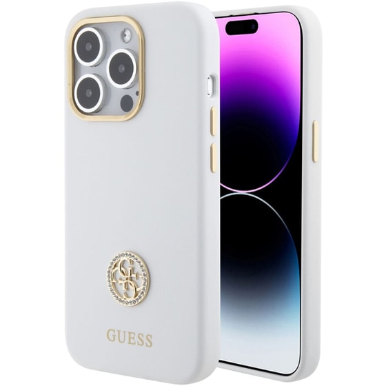 Guess Quot;4g Strass Logo Collection Quot; Case Θήκη Προστασίας Από Σιλικόνη – Iphone 15 Pro (white – Guhcp15lm4dgph) image 1