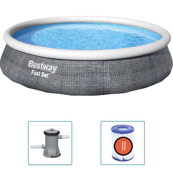 Φουσκωτή Οικογενειακή Πισίνα Bestway Fast Set Με Αντλία 7340 Lt - Γκρι image 0