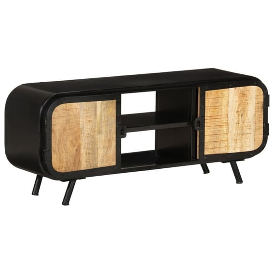 Έπιπλο Τηλεόρασης  VidaXL από Ξύλο Μάνγκο  110x30x45 cm - Mαύρο image 1