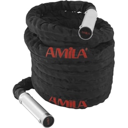 Σχοινάκι Crossfit Amila Battle Rope ALU Handle 84554 1500 cm - Κόκκινο/ Μαύρο