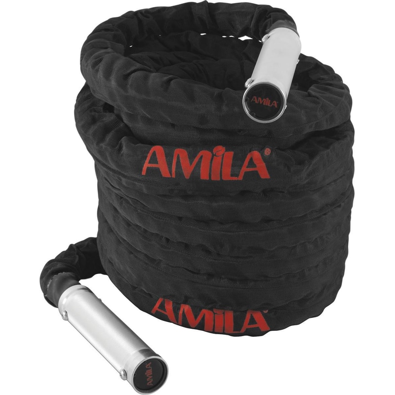 AMILA Σχοινάκι Crossfit Amila Battle Rope ALU Handle 84554 1500 cm - Κόκκινο/ Μαύρο