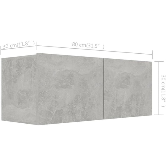 Έπιπλα Τηλεόρασης VidaXL Μοριοσανίδα 4 Τμχ 80x30x30cm - Γκρι image 6