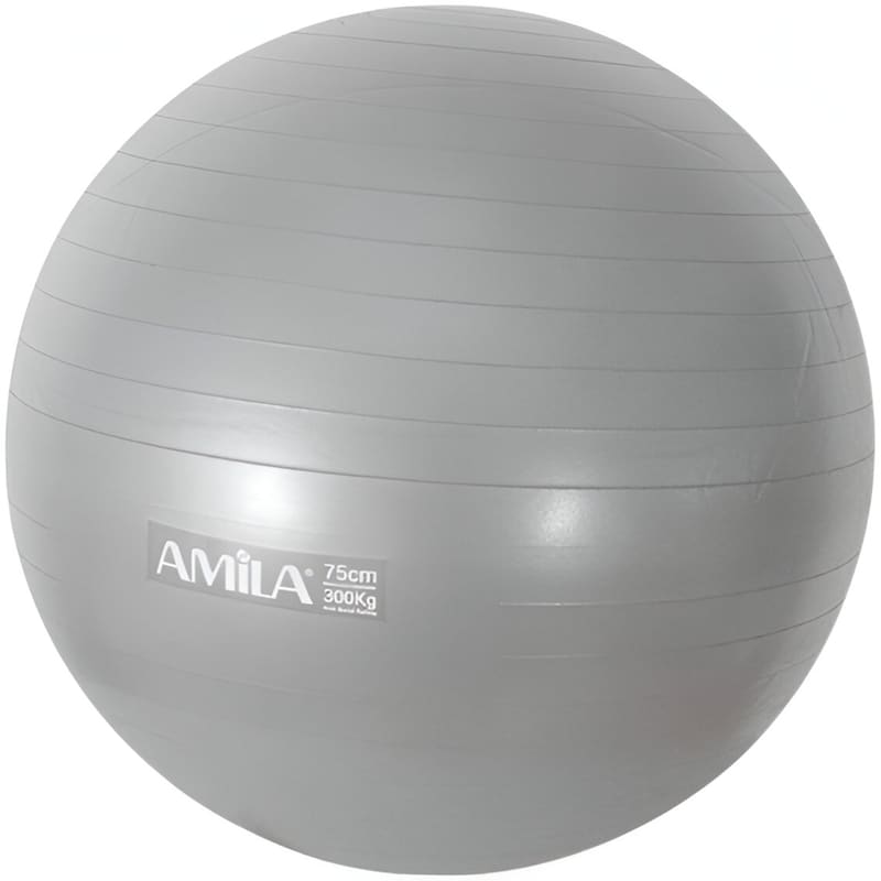AMILA Μπάλα Γυμναστικής Amila Κατάλληλη για Pilates 1.80 kg 75 cm από PVC - Γκρι